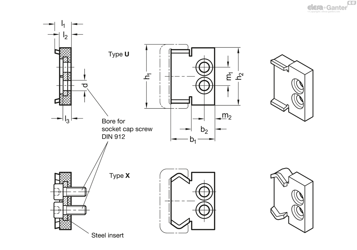 GN 2428-X Wipers For fixed bearing rails | Elesa+Ganter