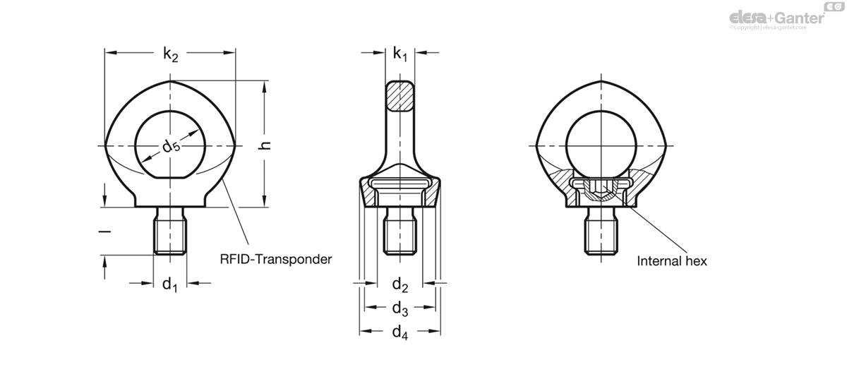Gn 581 5 Stainless Steel Lifting Eye Bolts Rotating Elesa Ganter