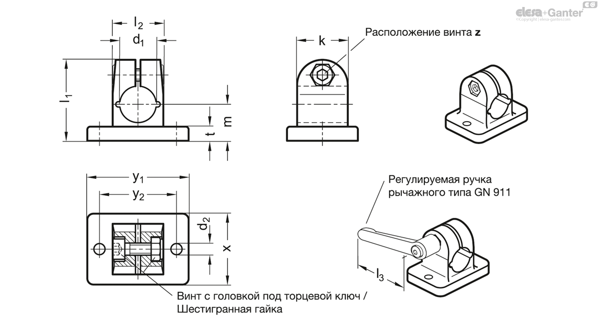 GN 145-NI Фланцевые Соединительные Зажимы Нержавеющая Сталь, С.