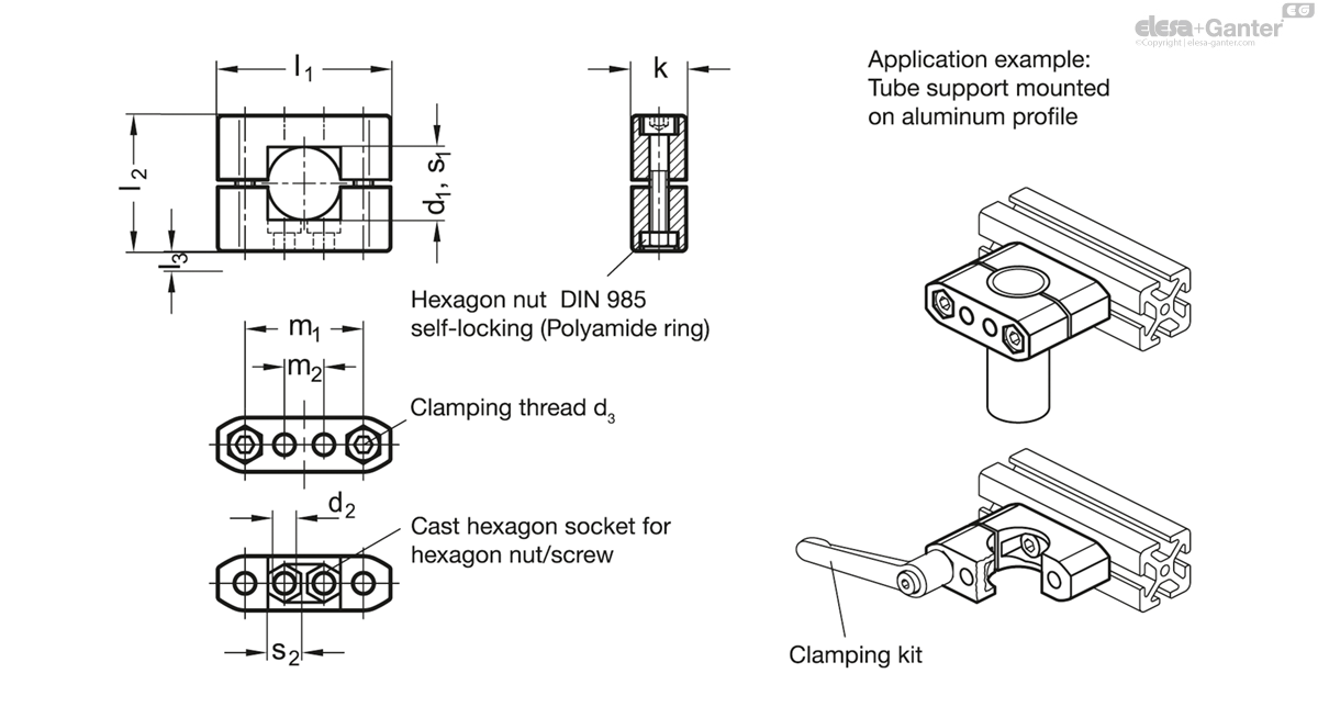 GN 231 Tube supports | Elesa+Ganter
