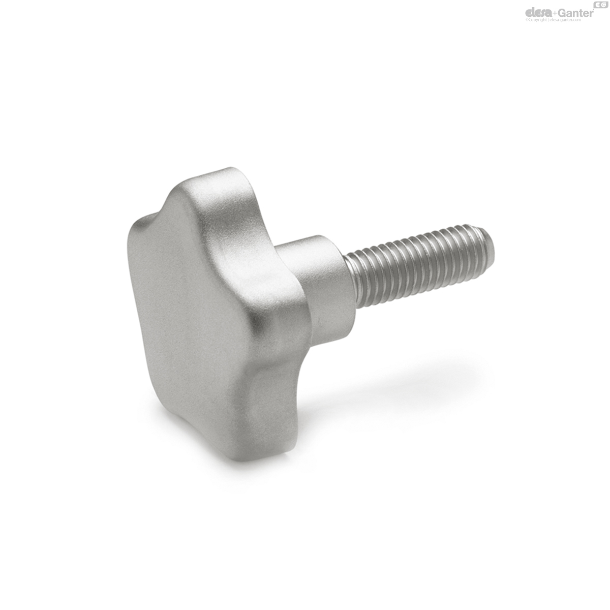 GN 5334 Star Knobs with Threaded Stud, Stainless Steel AISI 304