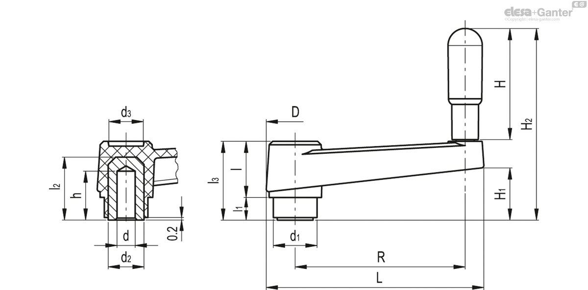 Elsa Handle Revolving Rotation MT-AT Crank handles Revolving handle | Elesa+Ganter