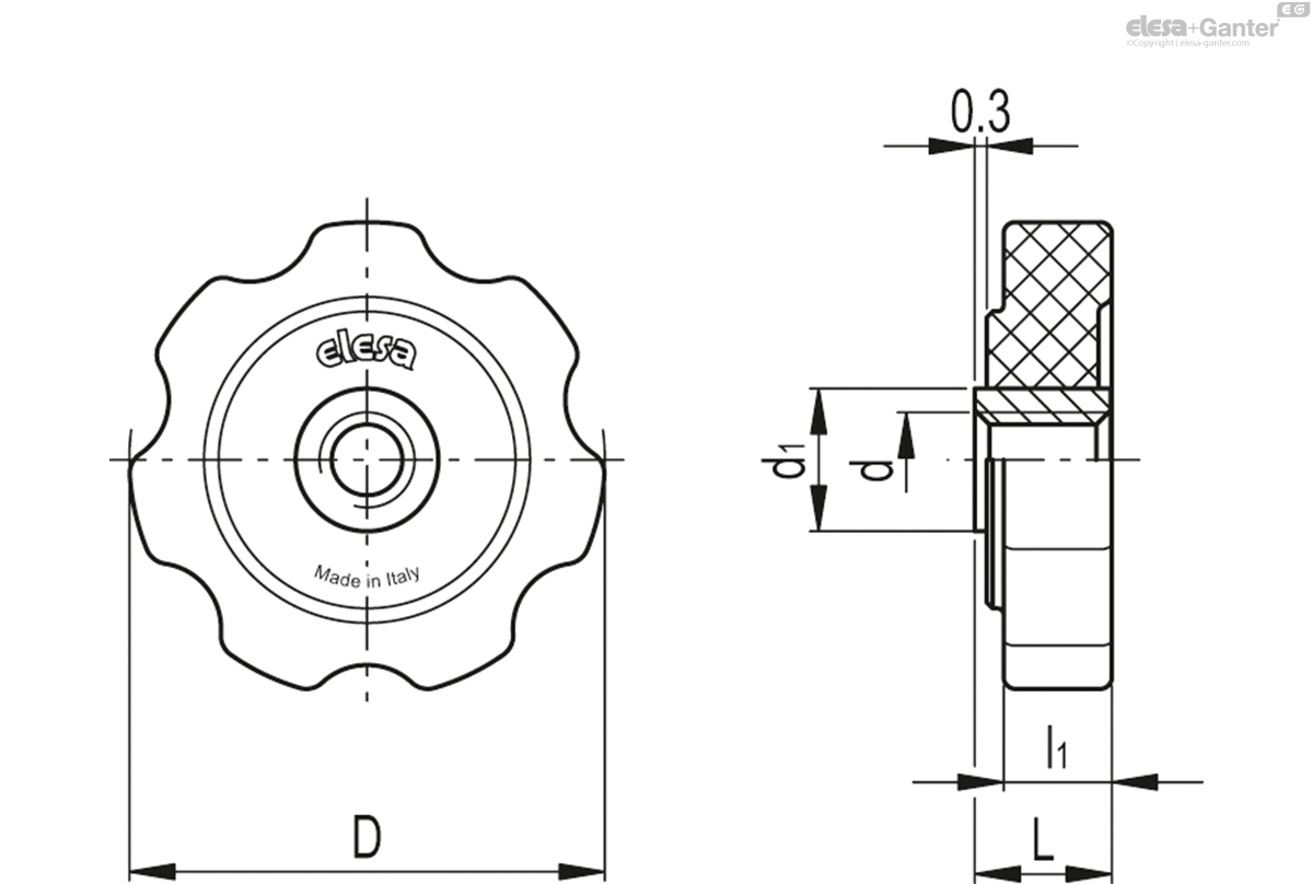 Threaded Pass Through Shell GFL-B Lobe threaded nut Brass boss, threaded pass-through hole