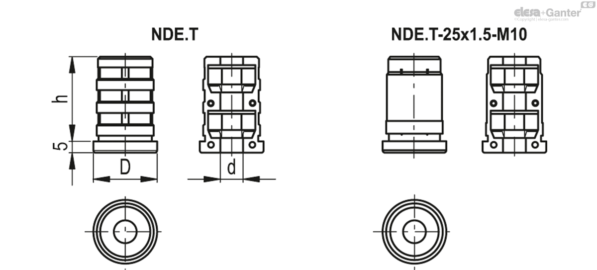 Nde T Yuvarlak Boru Genisletici Uc Kapaklar Elesa Ganter