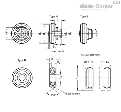 GN 2428 - Wipers, for cam roller linear guide rails GN 2422