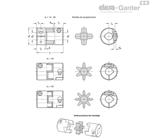 GN 2240-B Acoplamientos de garras de elastómero | Elesa+Ganter