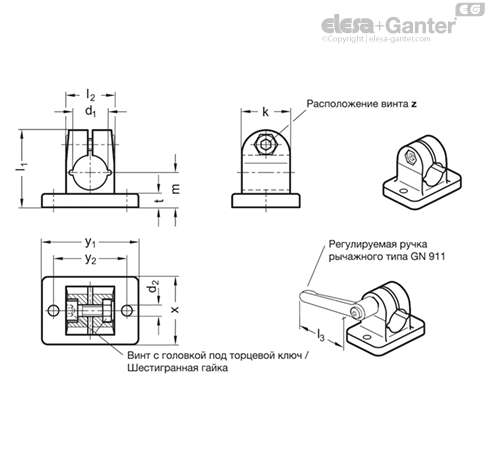 GN 145-NI Фланцевые Соединительные Зажимы Нержавеющая Сталь, С.